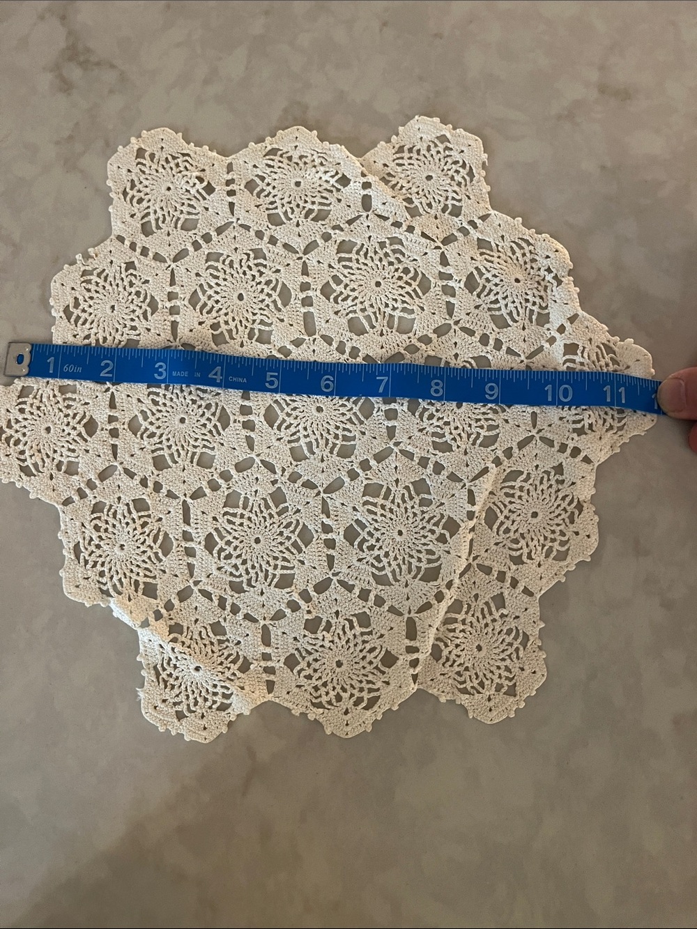 Vintage Hand Crochet Lace Doily Lot 12 pieces Cream White Mixed Size - Picture 9 of 13
